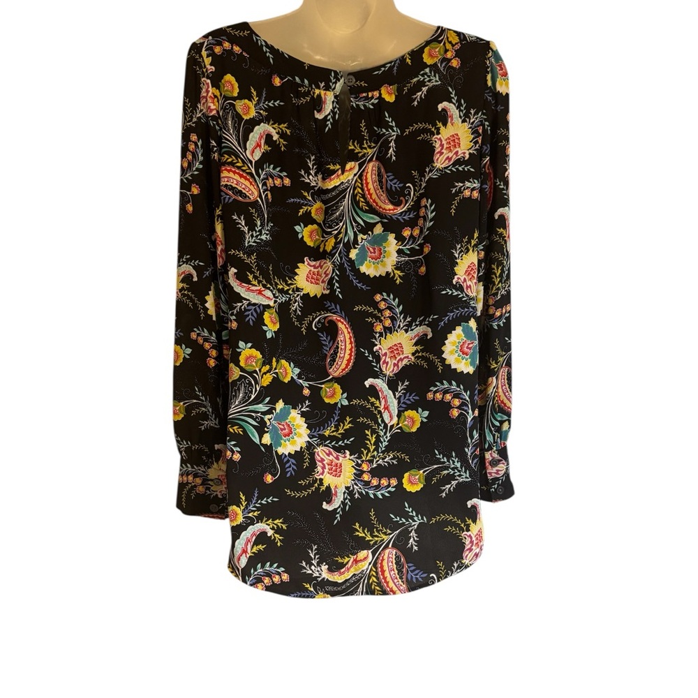 STUNNING!! Ann Taylor Loft Black Floral Blouse SMALL #N - Picture 5 of 9
